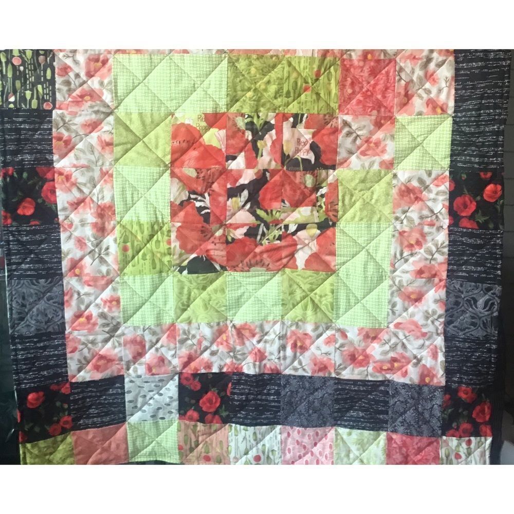 Hand Crafted New Poppies Quilt - Picture 2 of 12